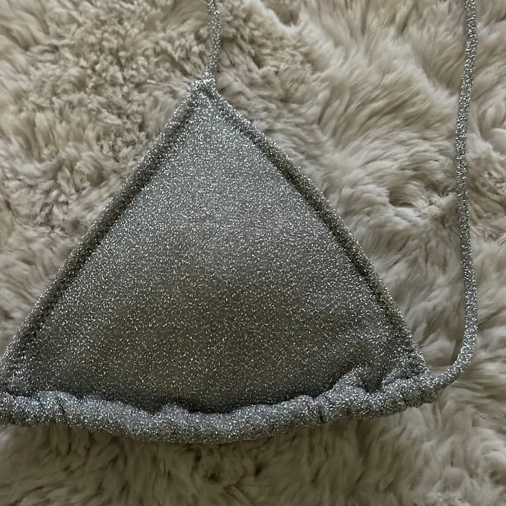 Zara silver sparkly glitter bikini top
